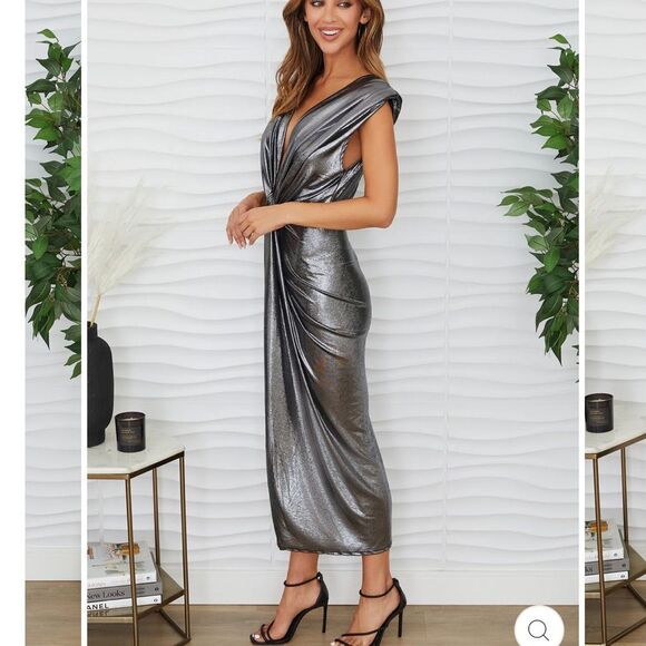 NWT Venti6 THE METALLIC TWIST FRONT DRESS-P19 - Picture 2 of 9